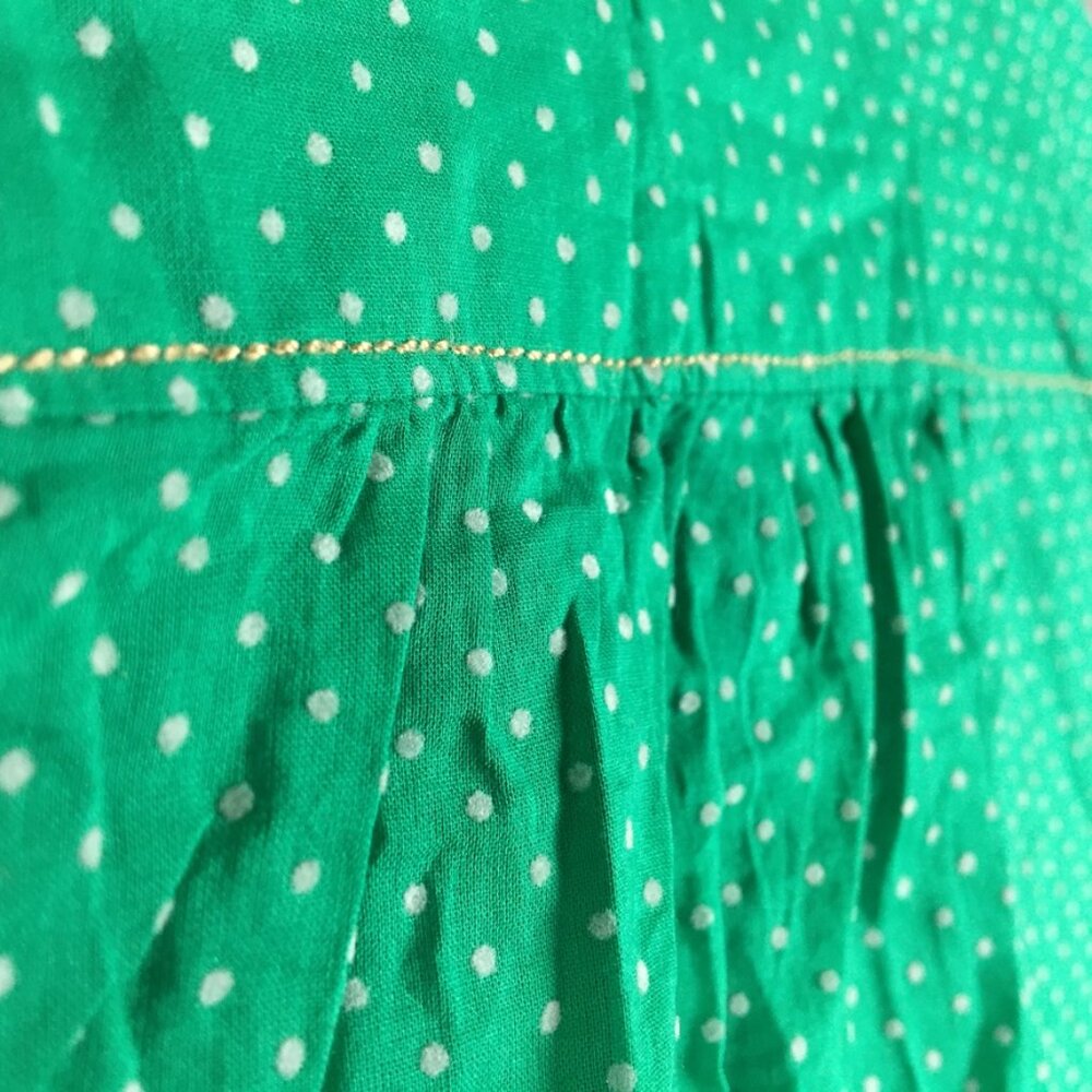 Anthropologie Maeve Top 2 Blouse Button Up Green Polka Dot 3/4 Sleeve Career - Picture 11 of 13